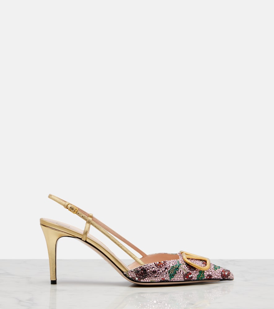  Valentino Garavani Valentino Garavani Slingback-pumps Vlogo 80 Aus Leder Mit Kristallen 