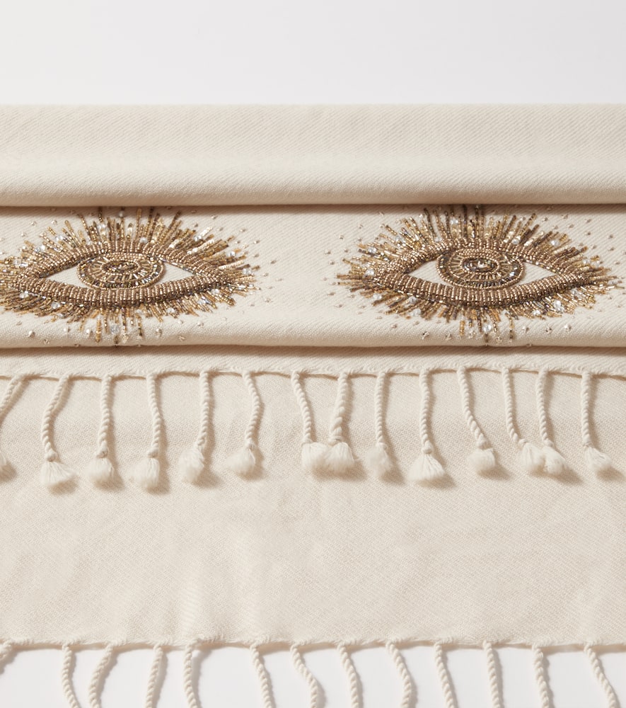 Jonathan Adler Muse Beaded Wool Throw In Neutral