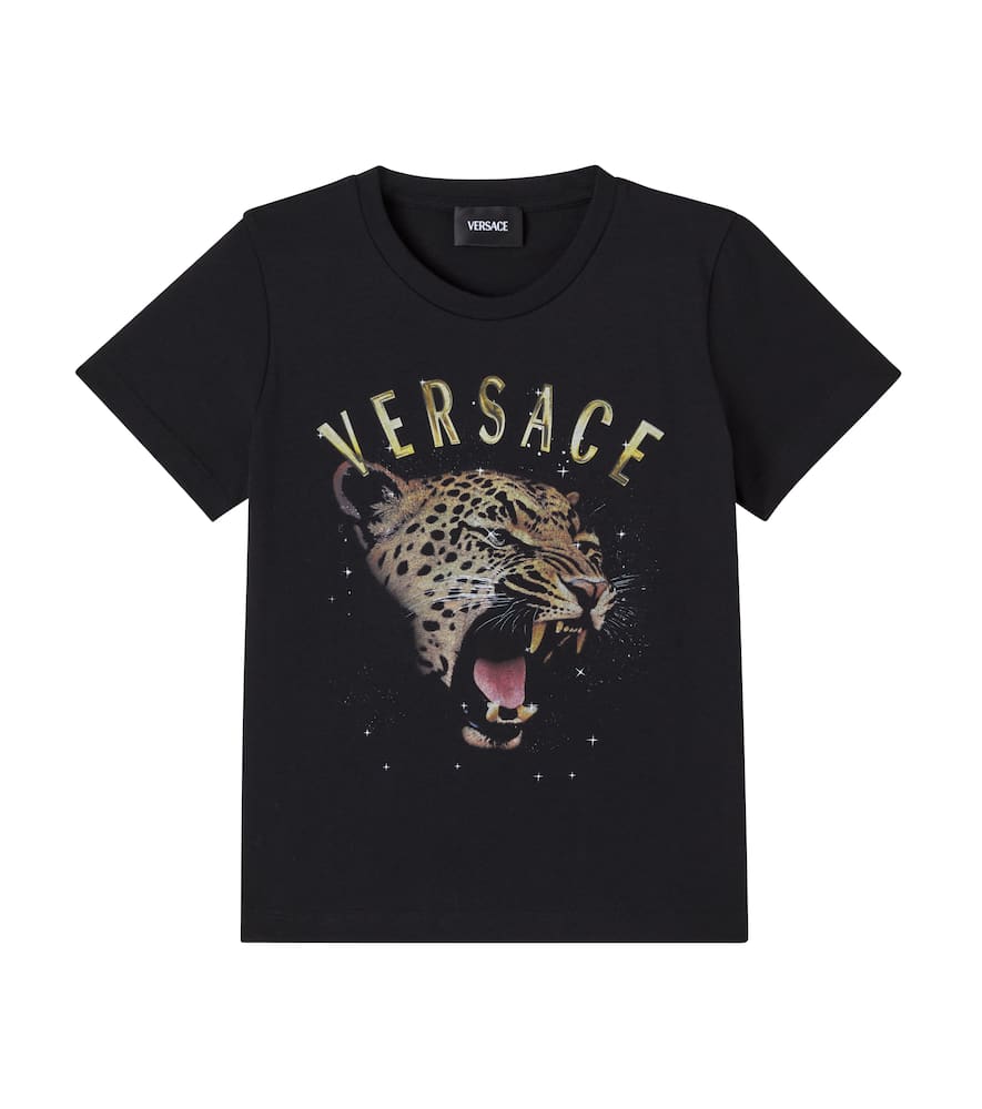 Versace Kids' Logo Cotton Jersey T-shirt In Black