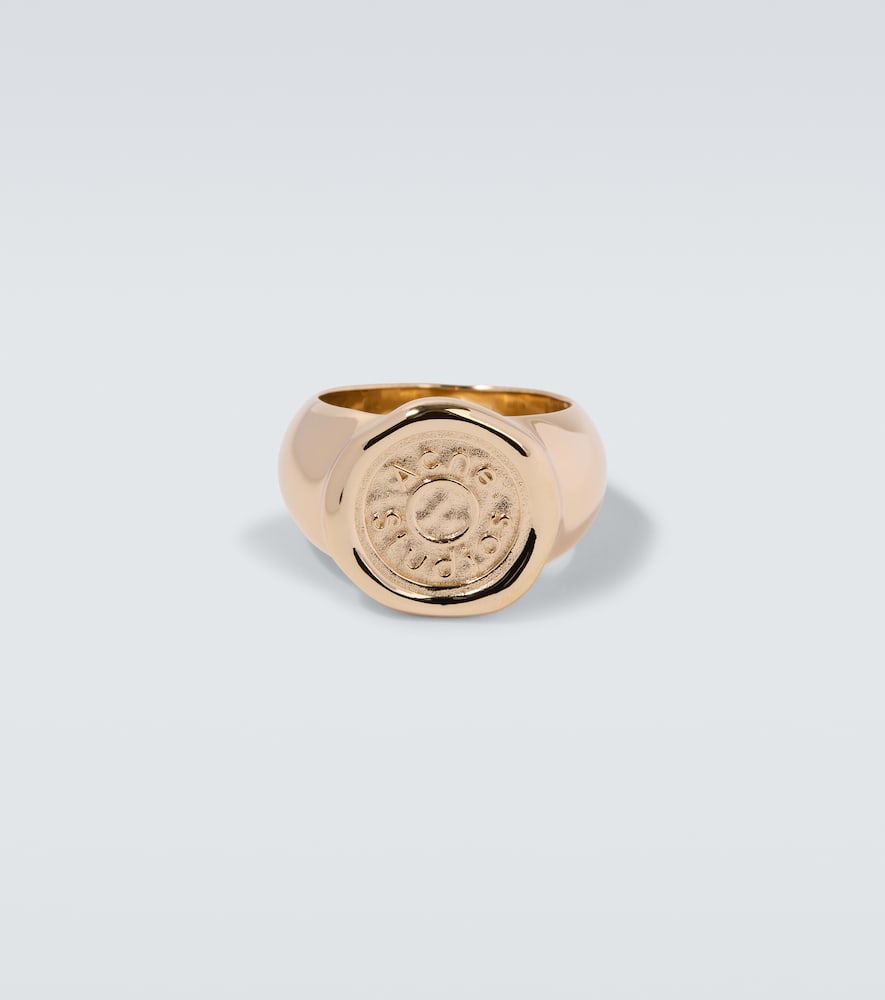 Acne Studios Logo Ring In Gold