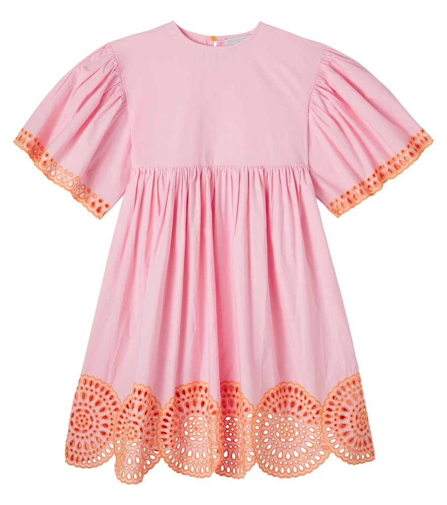 Stella Mccartney Kids Pink Embroidered Cotton Poplin Dress Y Size 10 - Mytheresa