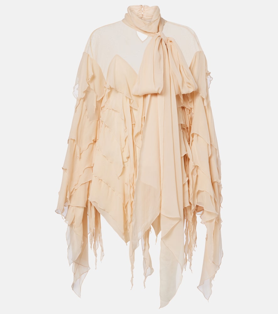 Blumarine Ruffled scarf-detail georgette blouse