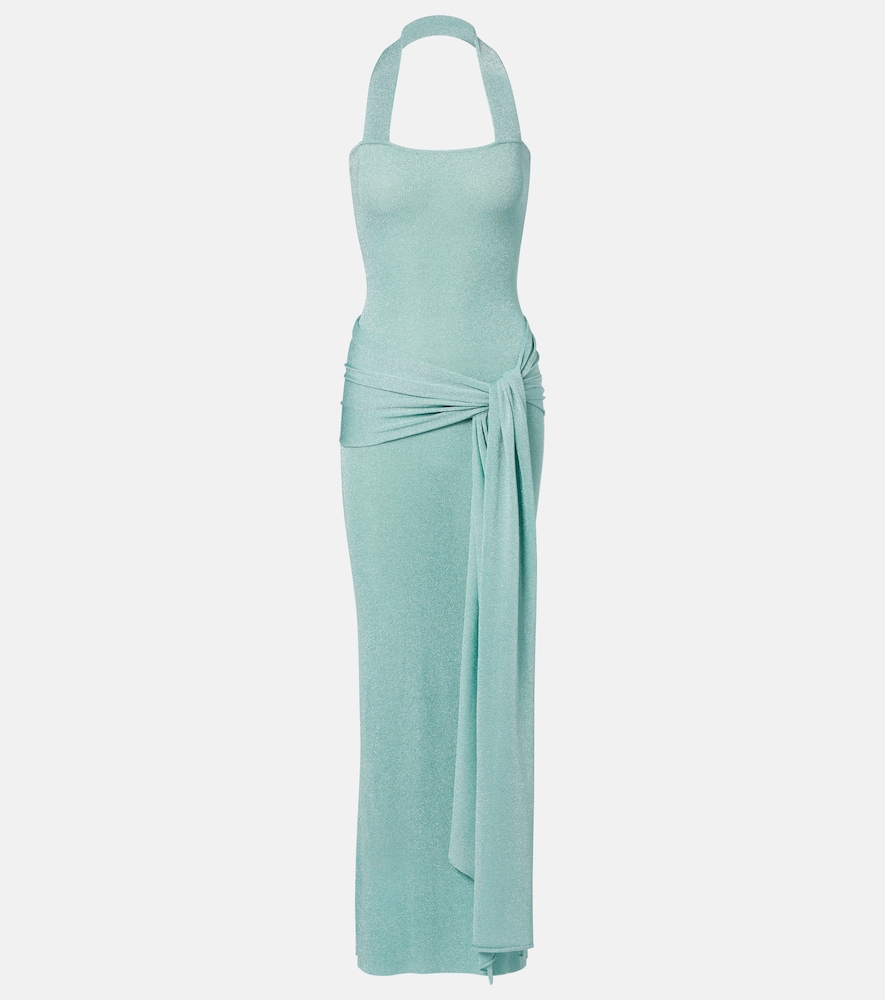 Aya Muse Knitted lamé maxi dress