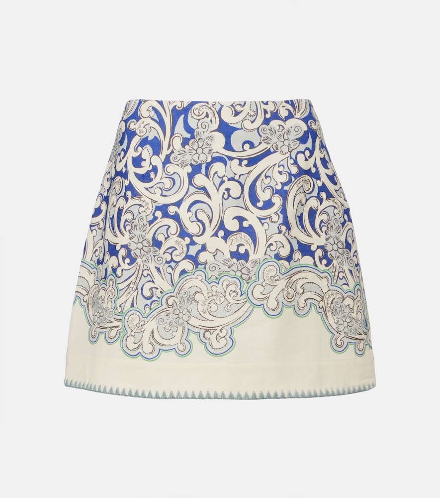 Alemais Alémais Printed linen and cotton miniskirt
