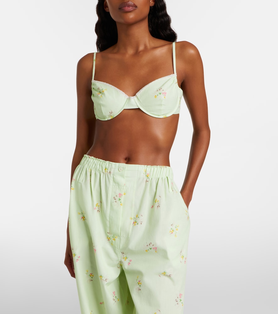  Prada Prada Top Bralette In Cotone Con Pizzo 