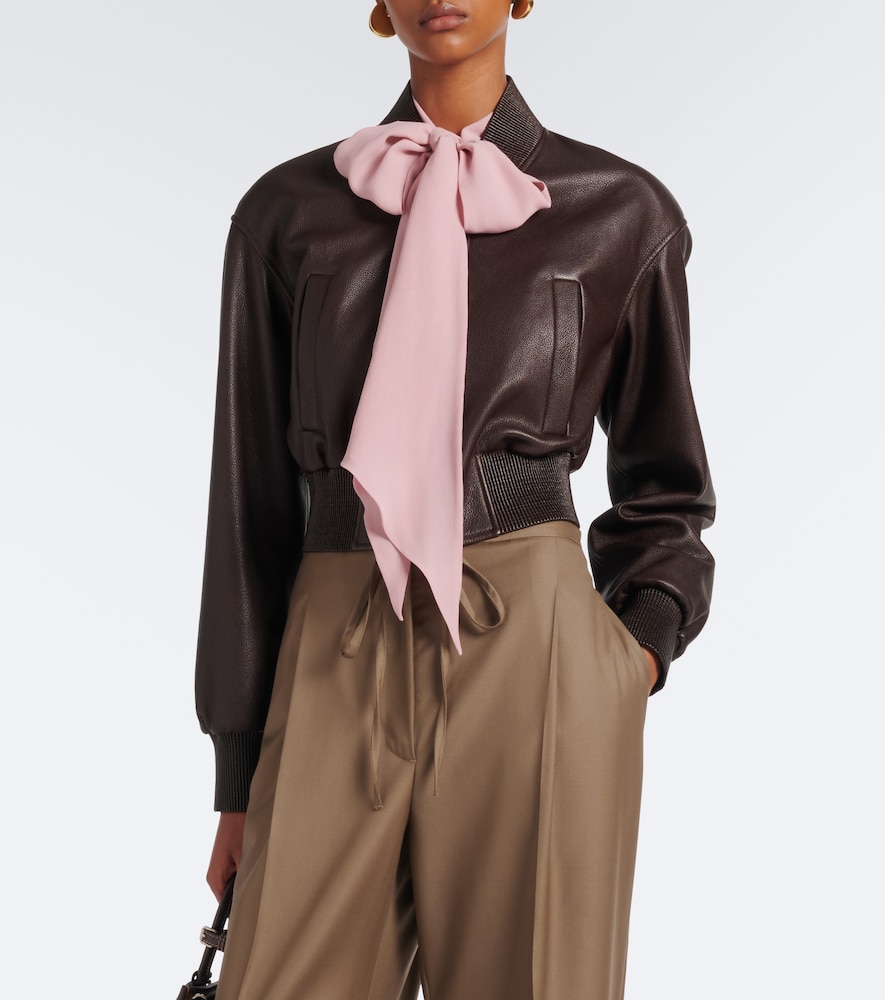 Collection Noland Cropped Leather Bomber Jacket
