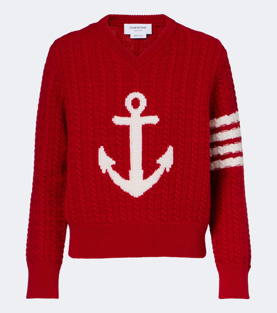 Bedruckter Pullover 4-Bar aus Schurwolle