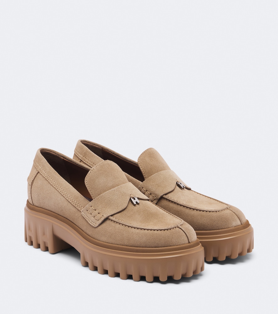 Plateau-Loafer aus Veloursleder