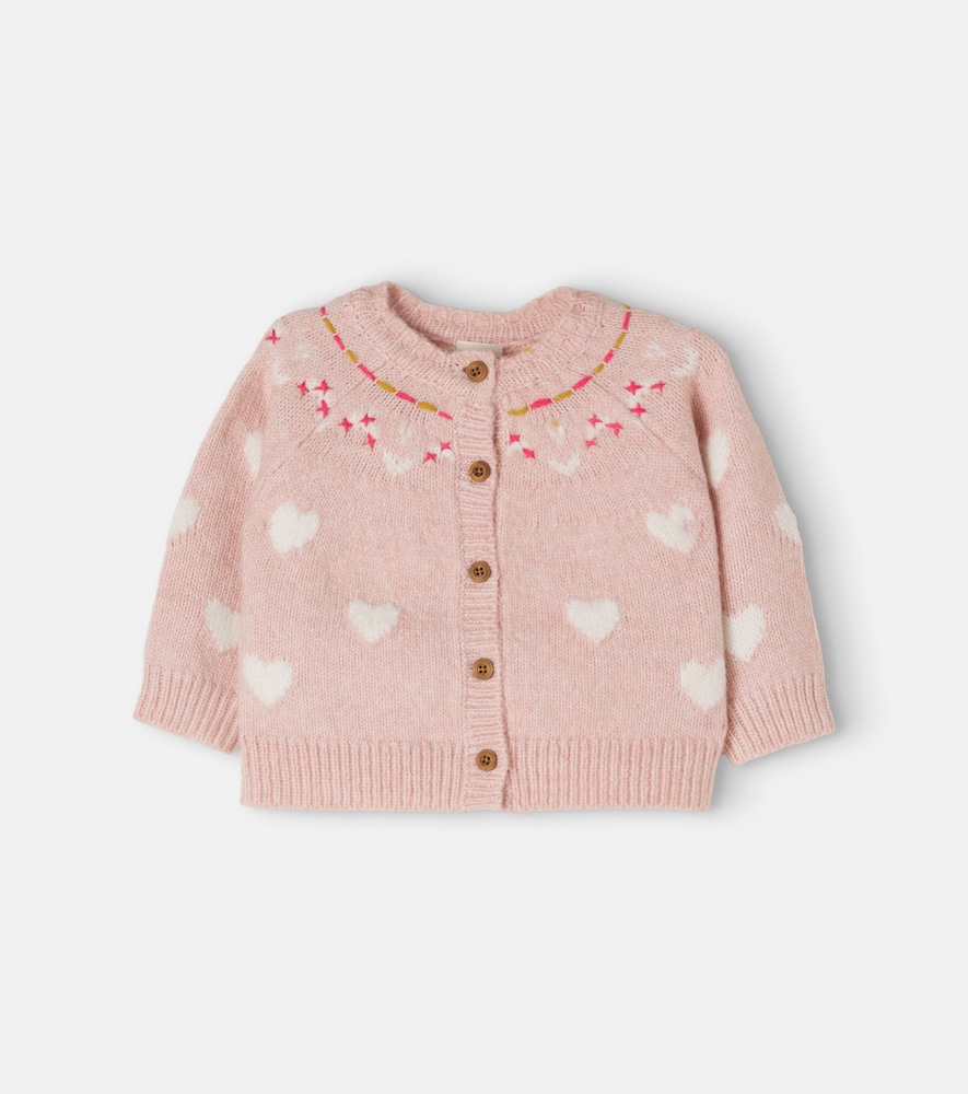 Bonton Baby Intarsia Cardigan In Pink