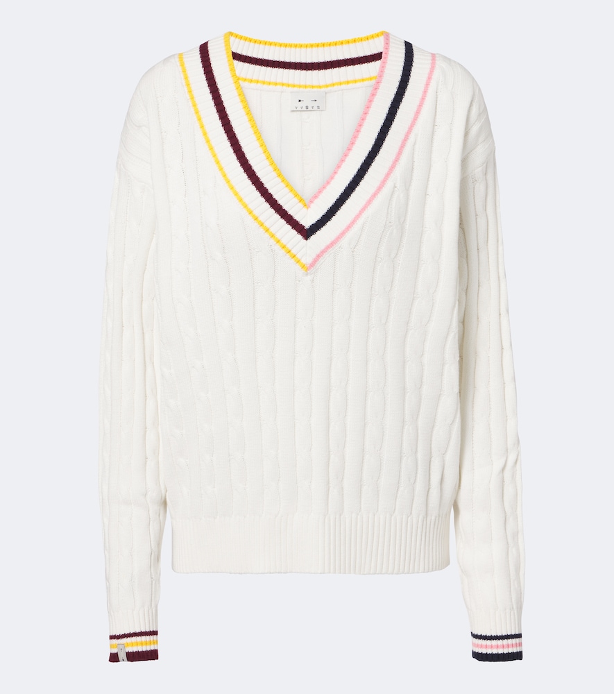 The Upside Josette Cable-knit Cotton Sweater In White