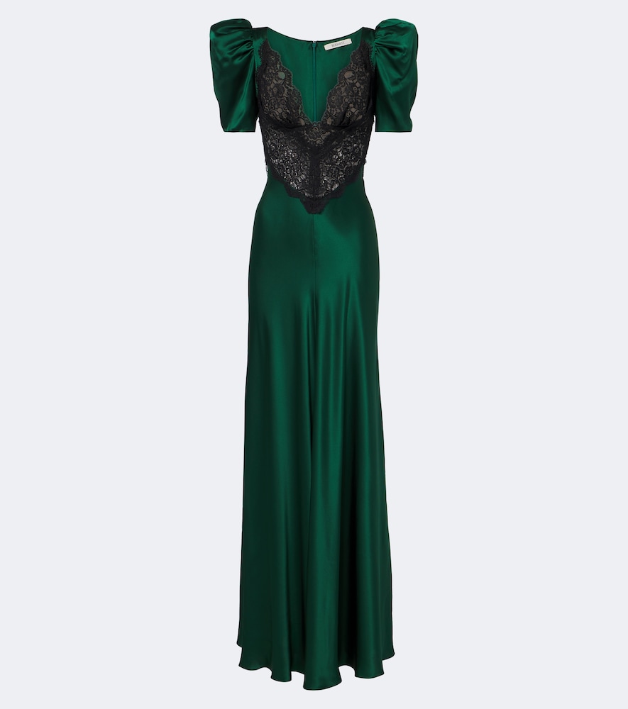 Robe aus Seidensatin mit Spitze