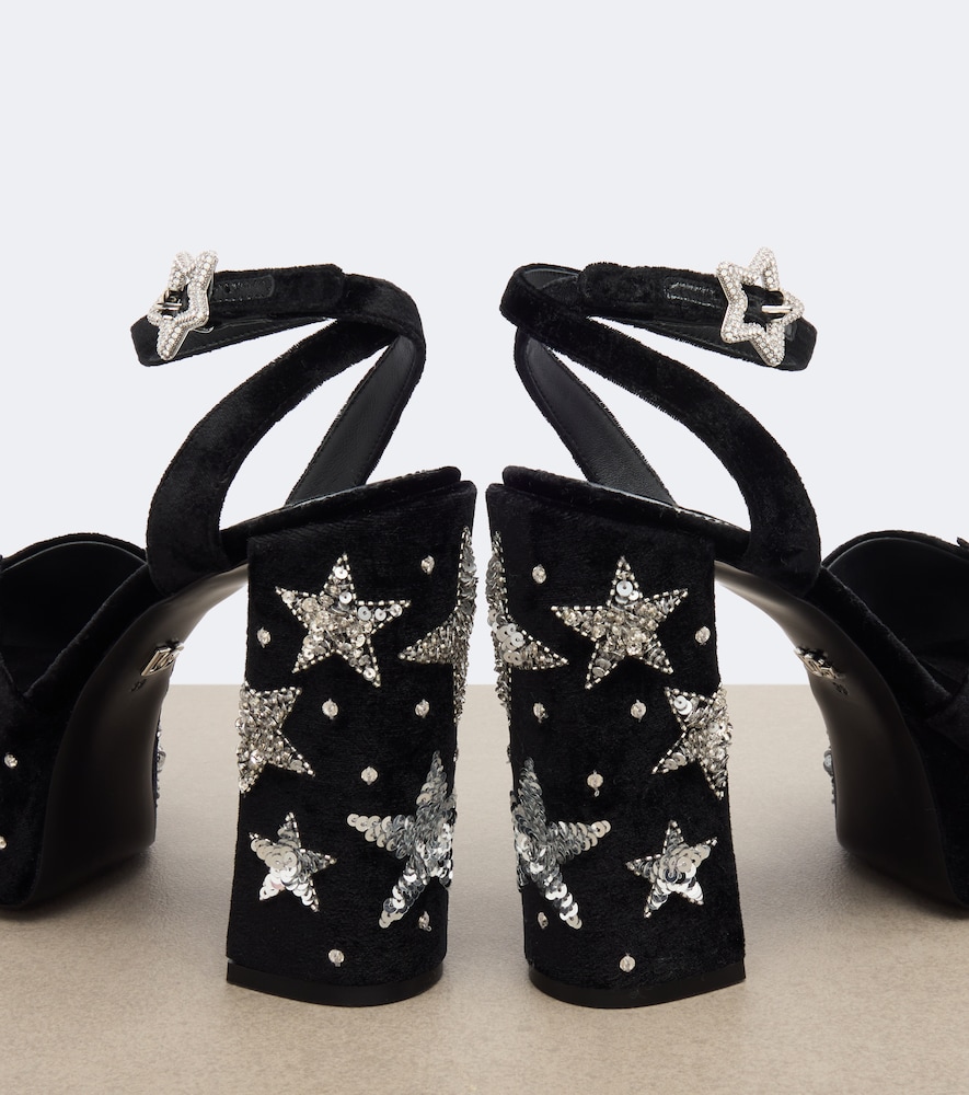 Dolce&Gabbana Embellished Velvet Platform Sandals