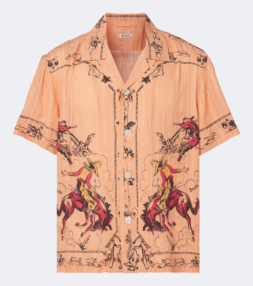 Bronco Printed Silk Baseball Shirt