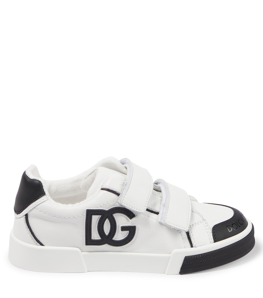  Dolce&gabbana Kids Dolce&gabbana Kids Logo Leather Sneakers 