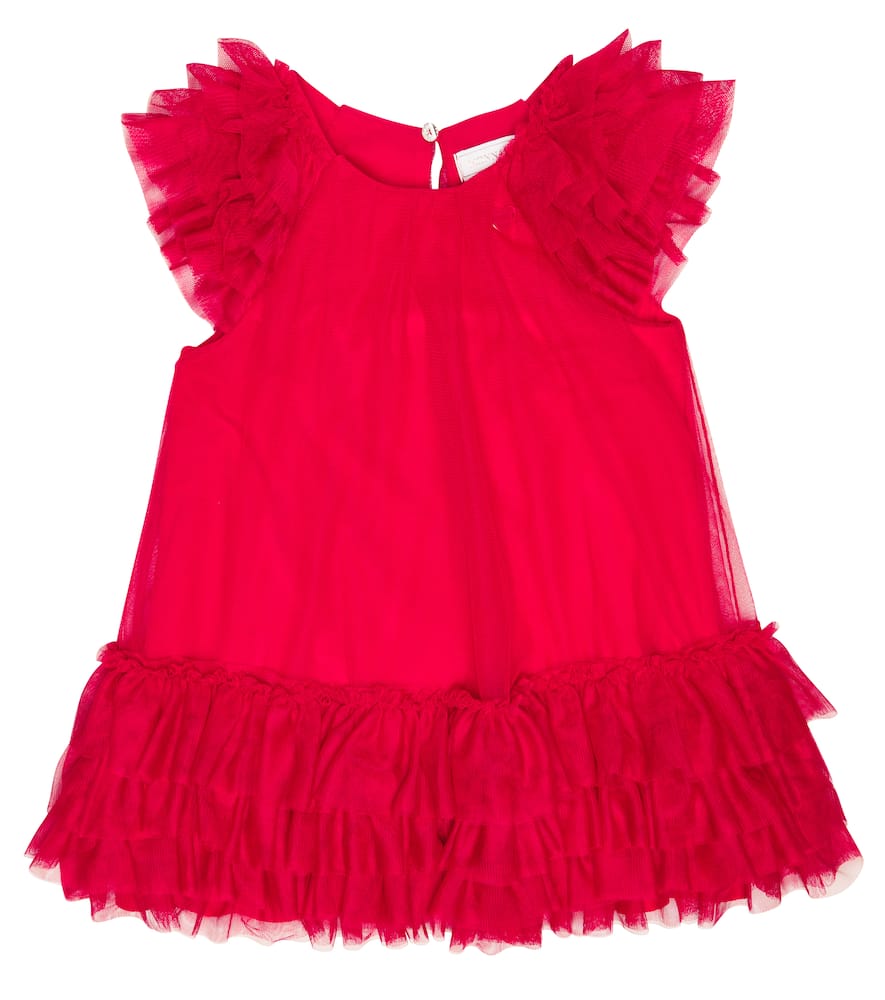 Monnalisa Sequin-embellished Tutu Dress In Red