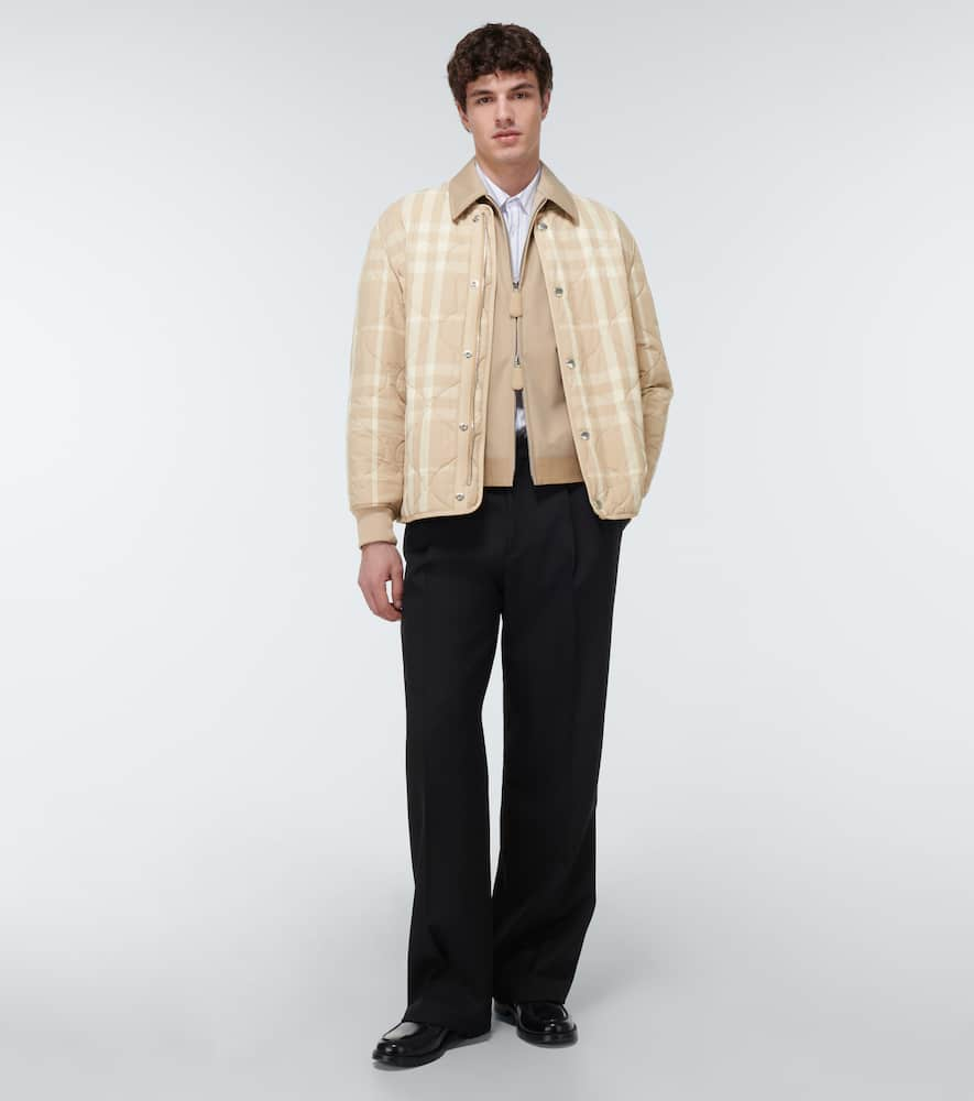 Shop Burberry Checked Quilted Bomber Jacket In Soft Fawn Ip Chck