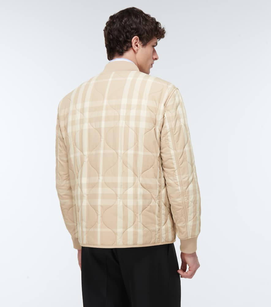 Shop Burberry Checked Quilted Bomber Jacket In Soft Fawn Ip Chck