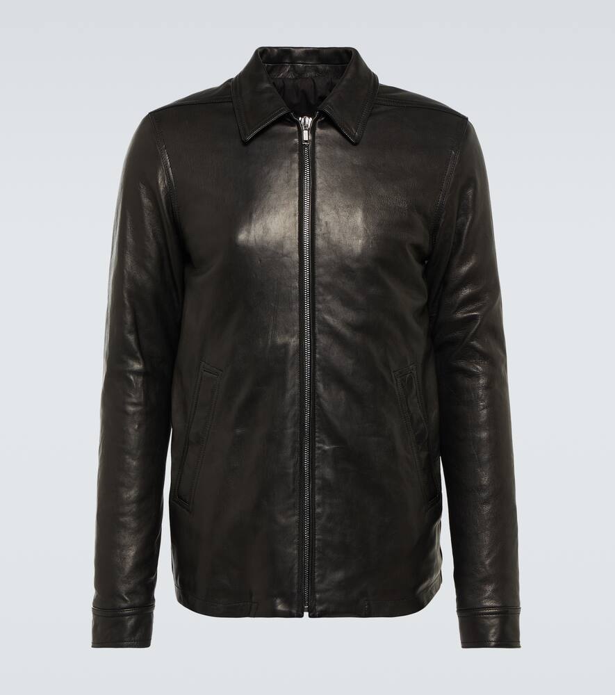 Rick Owens Calf Leather Bauhaus Jacket With Classic Collar In Black