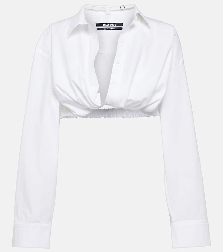 Jacquemus La Chemise Bahia Cotton-blend Cropped Top In White