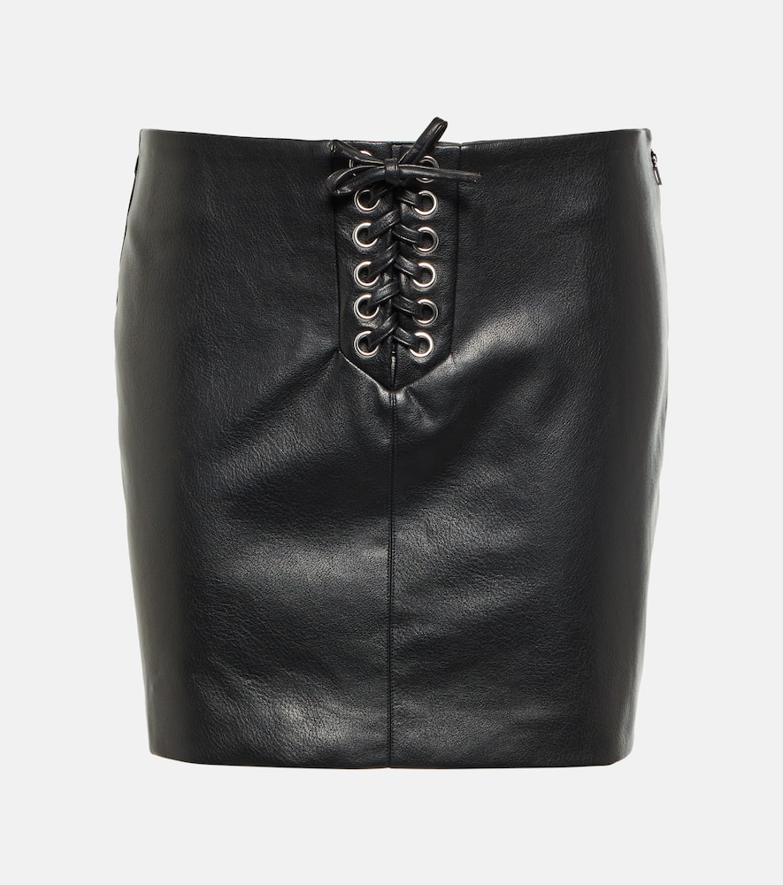 Rotate Lace-up faux leather miniskirt