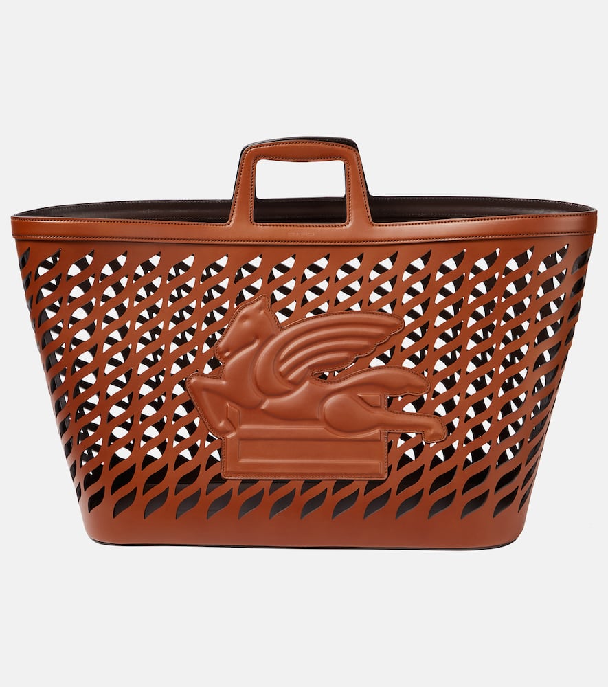 Etro Leather Basket In Burgundy
