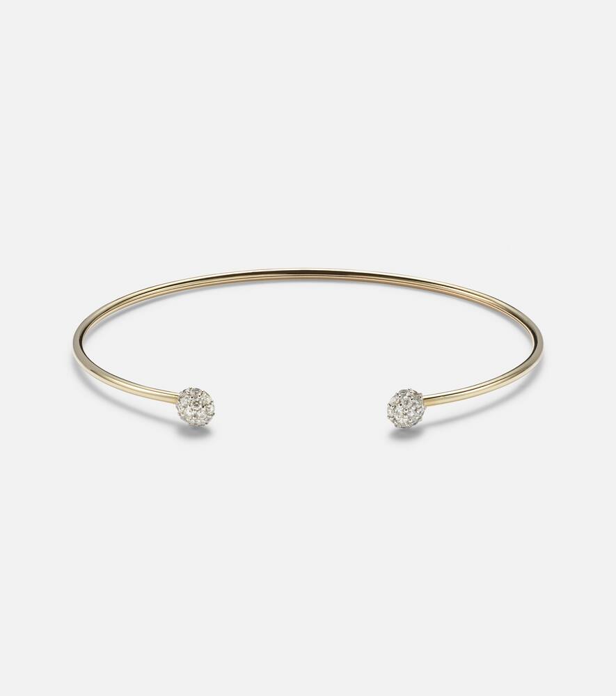 Stone and Strand Dainty Mirror Ball 10kt gold cuff bracelet with diamonds