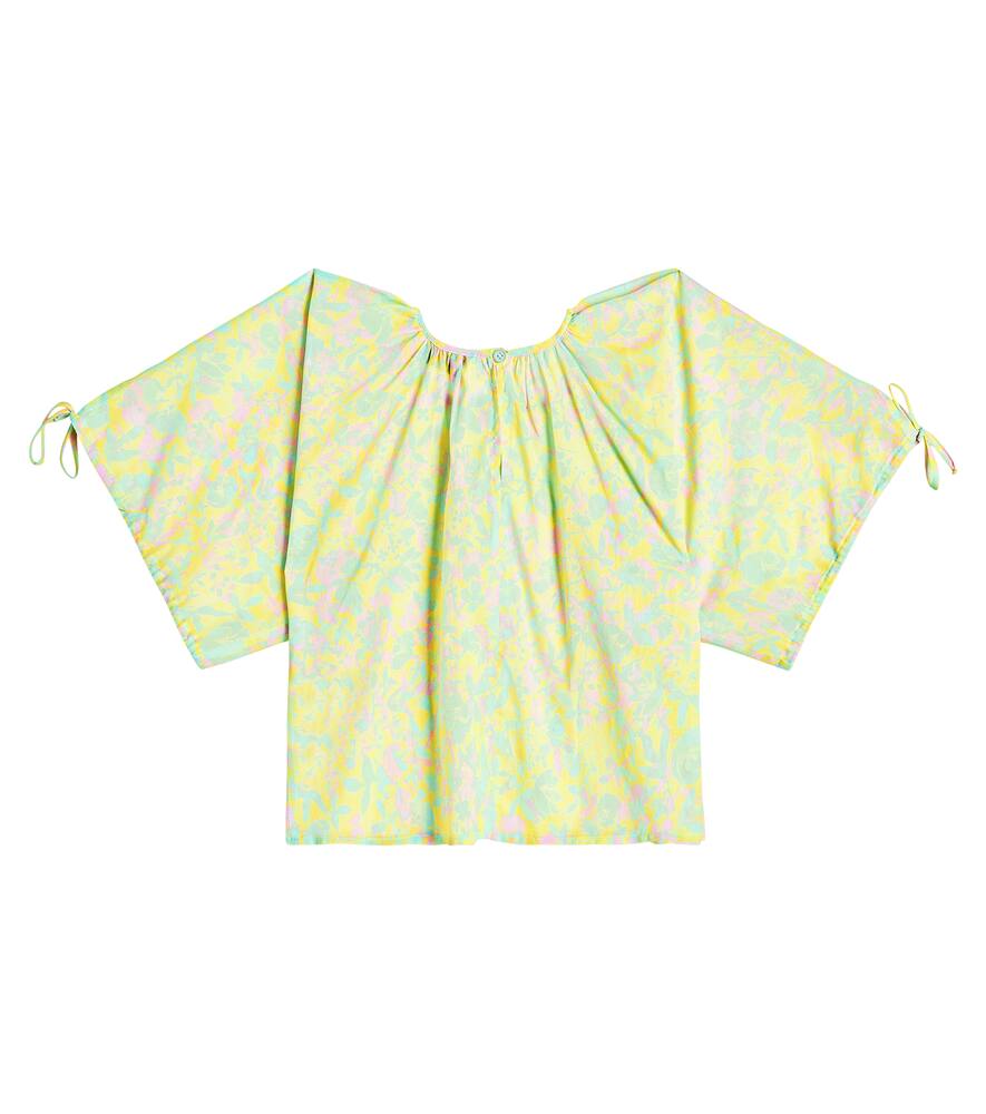 Paade Mode Printed Cotton Chiffon Blouse In Yellow