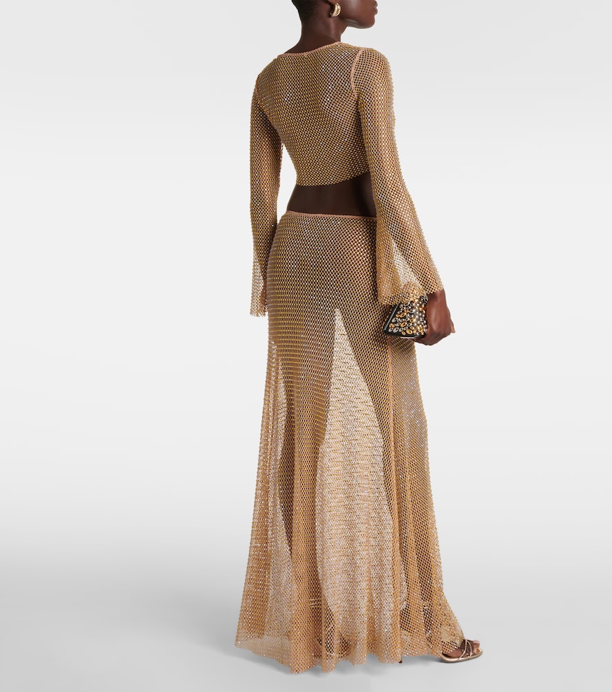  Self-portrait Self-portrait Crystal-embellished Mesh Maxi Skirt 
