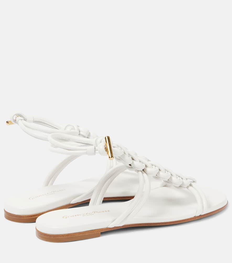 Gianvito Rossi Capua Braided Leather Gladiator Sandals In White
