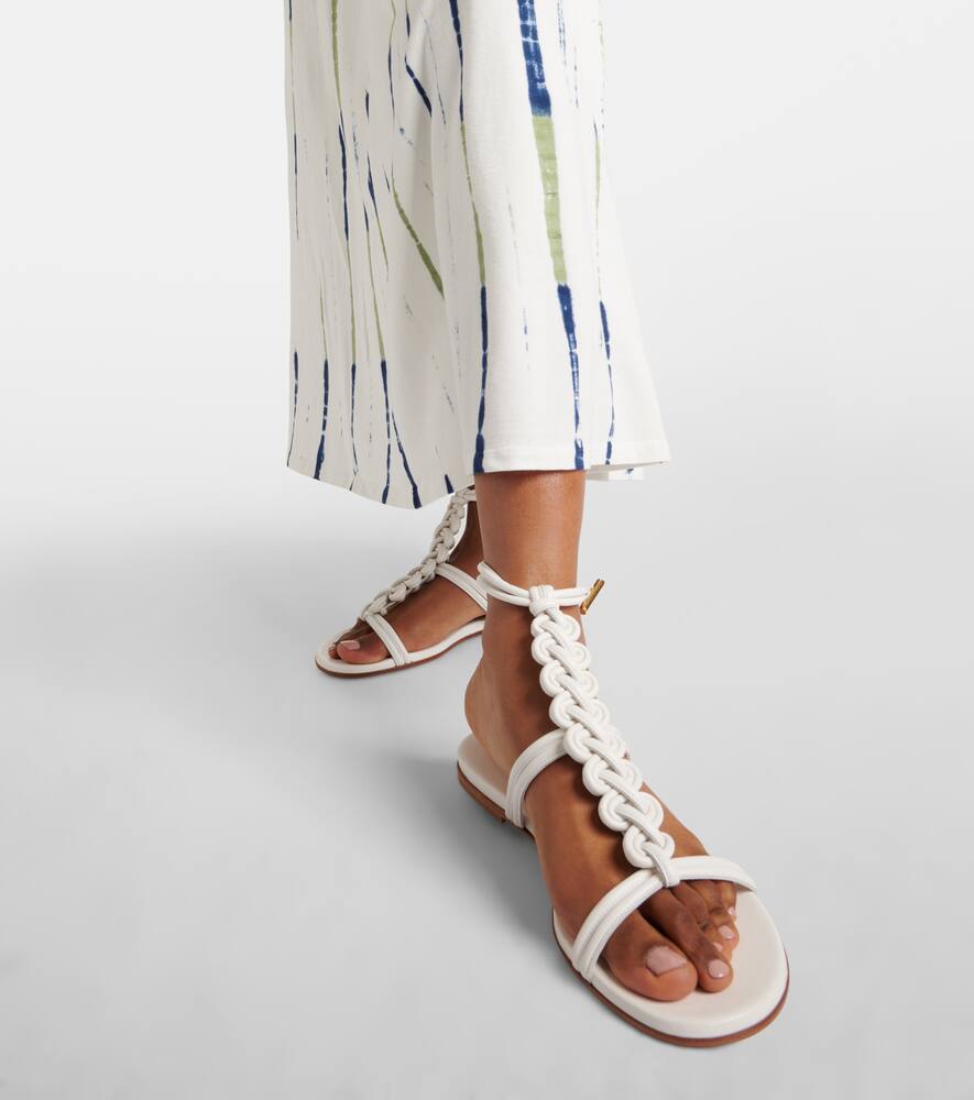 Gianvito Rossi Capua Braided Leather Gladiator Sandals In White