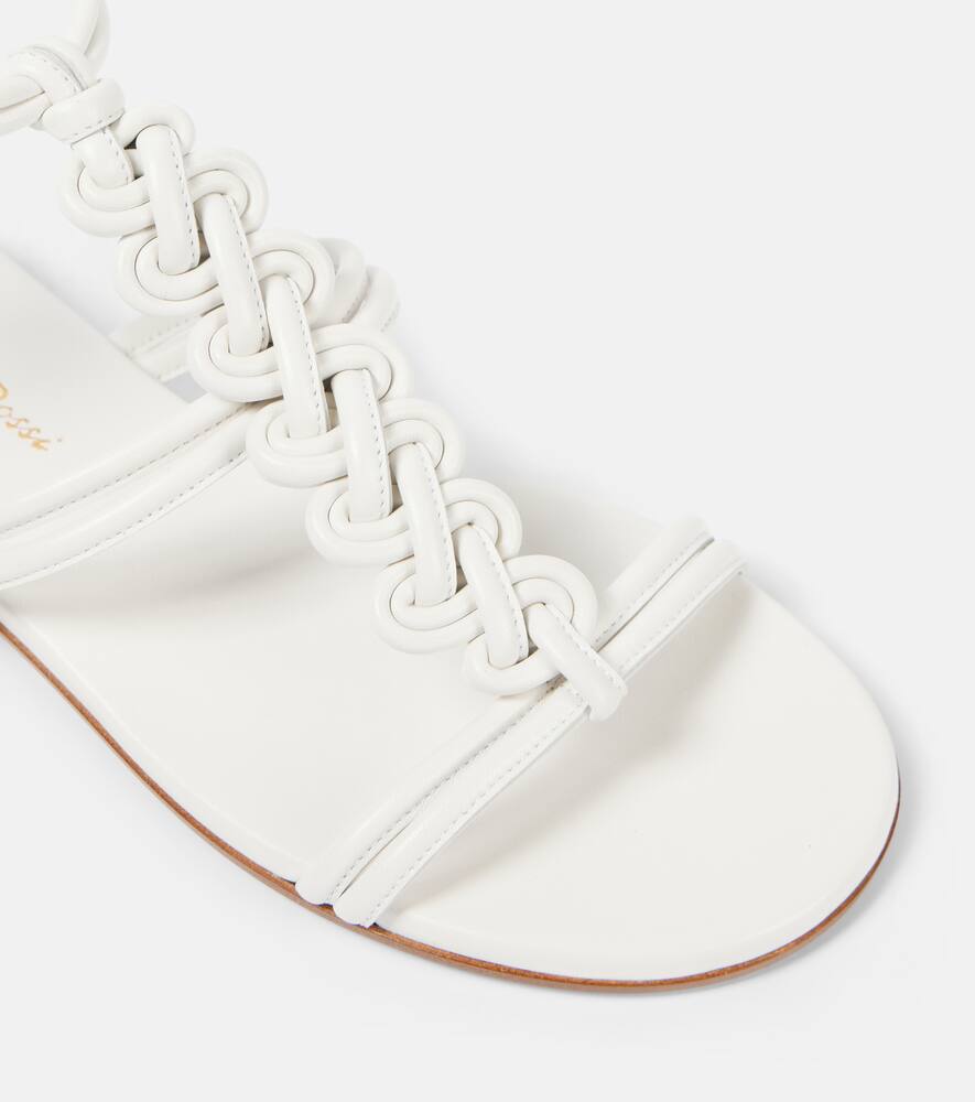 Gianvito Rossi Capua Braided Leather Gladiator Sandals In White