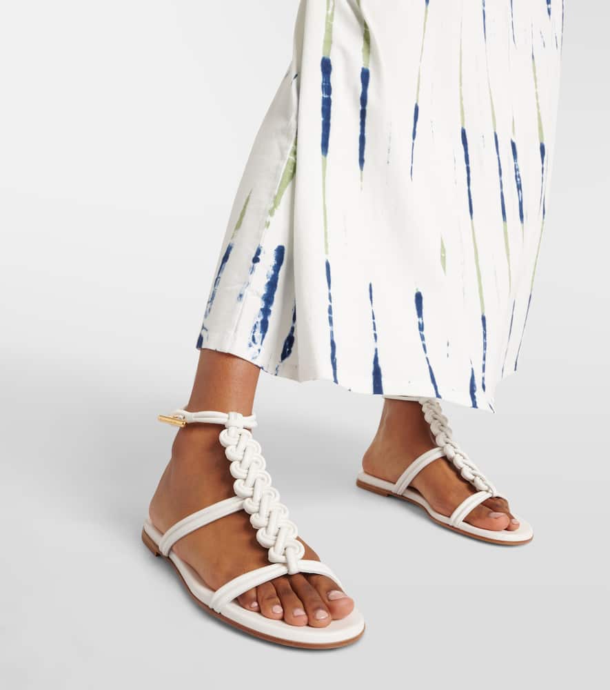 Gianvito Rossi Capua Braided Leather Gladiator Sandals In White