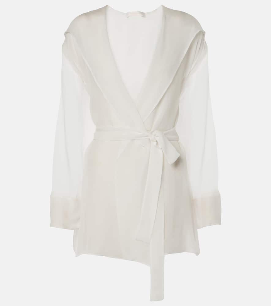 Max Mara Hooded Chiffon Jacket In White