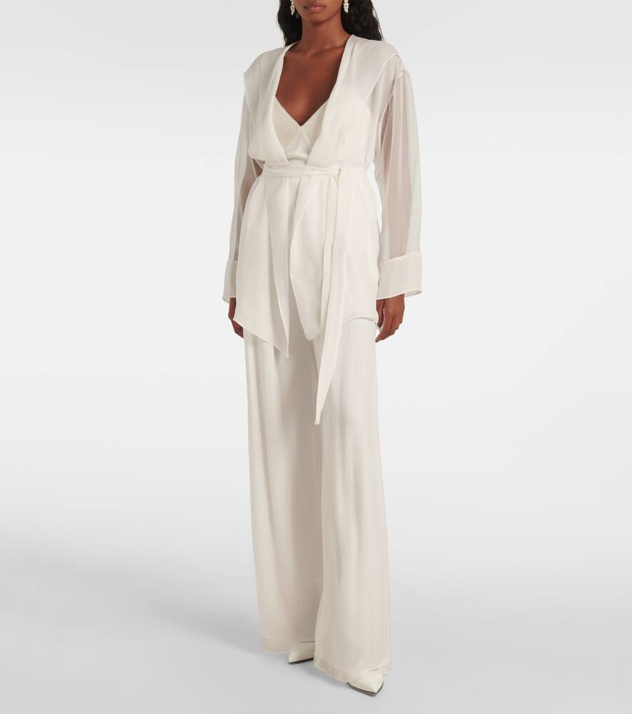 Max Mara Hooded Chiffon Jacket In White