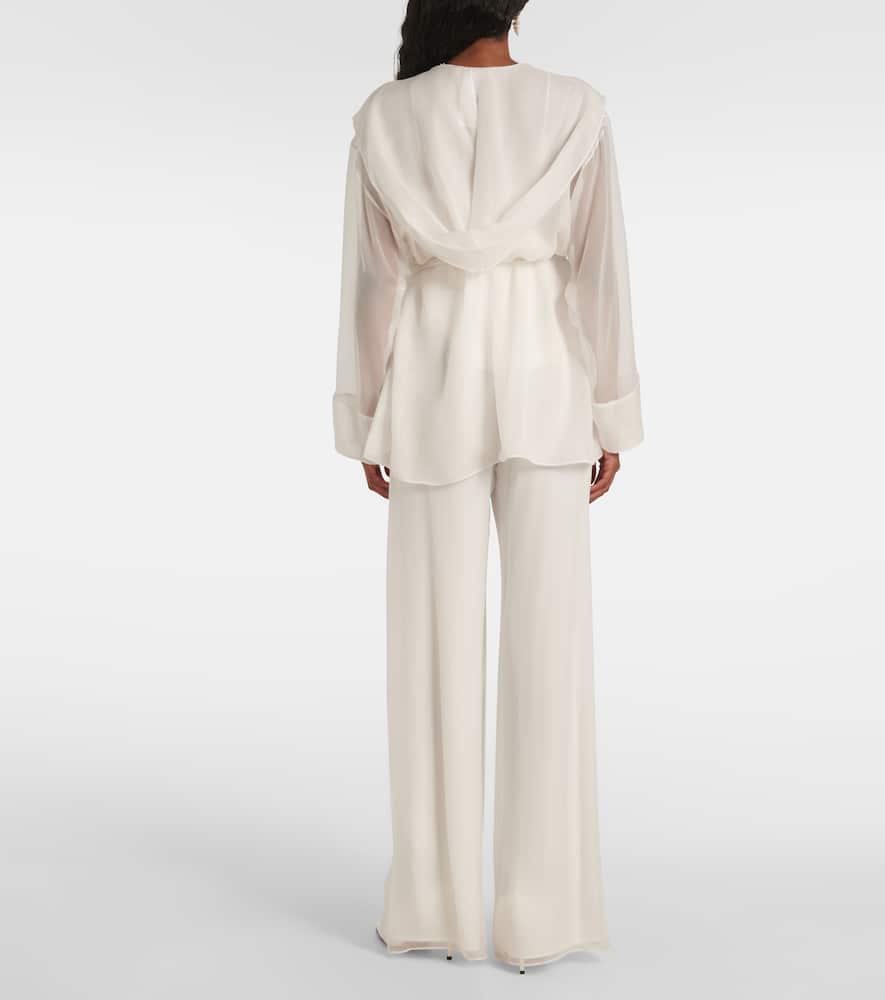 Max Mara Hooded Chiffon Jacket In White