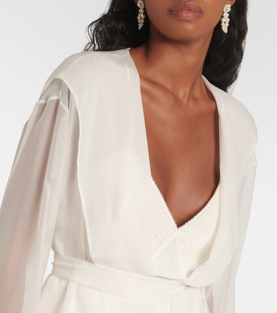 Max Mara Hooded Chiffon Jacket In White