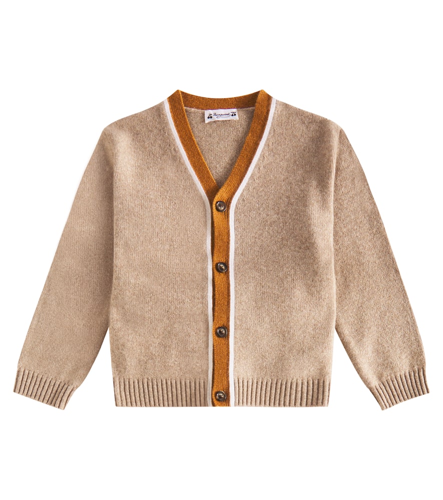 Bonpoint Garfield Stripe-detail Cashmere Cardigan In Brown