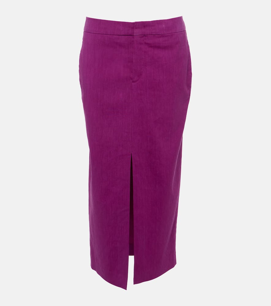 Dixina linen-blend midi skirt