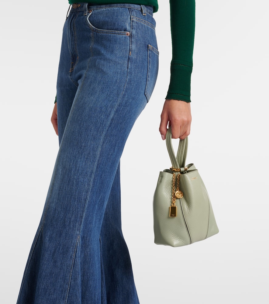 Chloé Spin Small Leather Tote Bag In Green