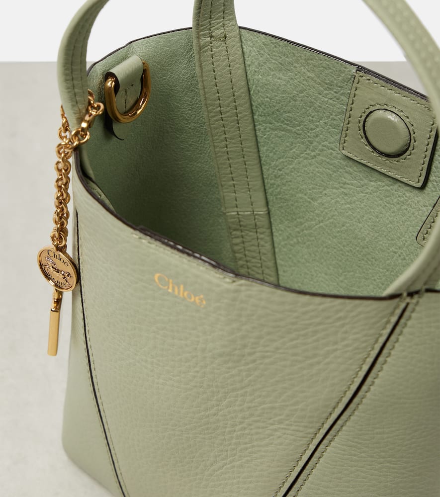 Chloé Spin Small Leather Tote Bag In Green