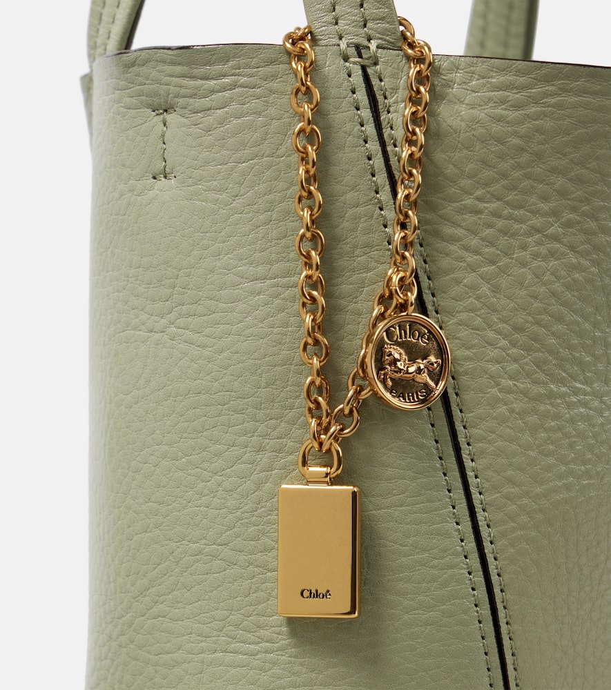 Chloé Spin Small Leather Tote Bag In Green