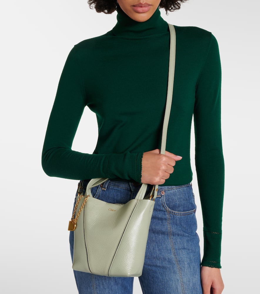 Chloé Spin Small Leather Tote Bag In Green