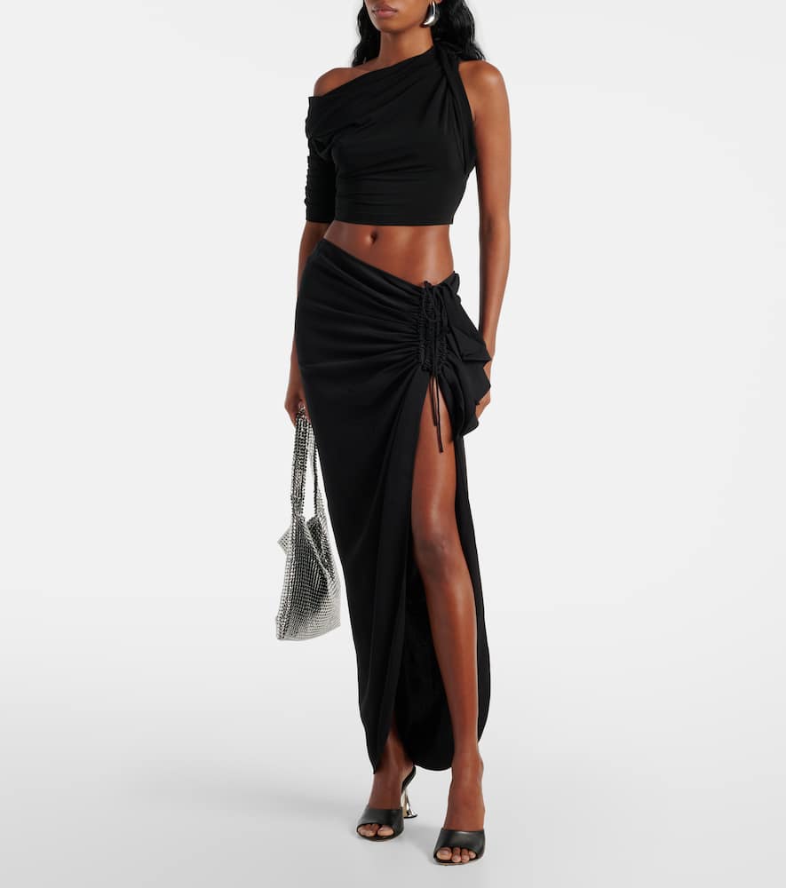 Christopher Esber Ruched Jersey Maxi Skirt In Black