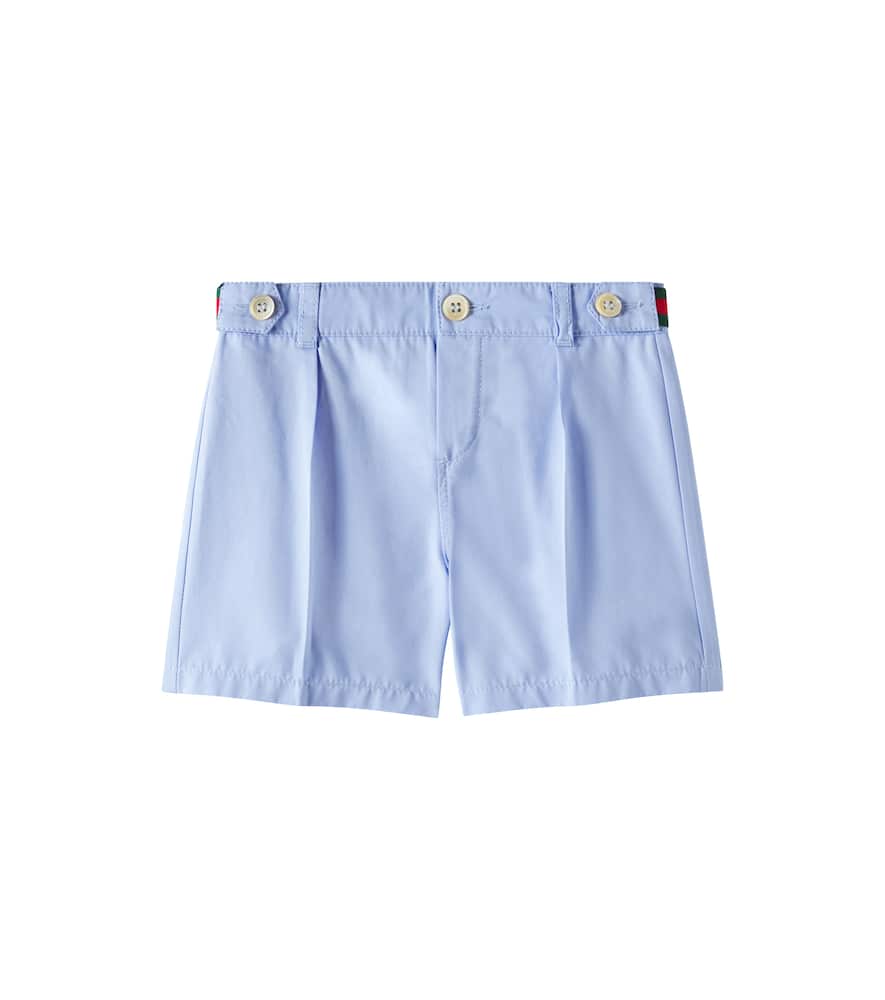 Gucci Baby Web Cotton Poplin Bermuda Shorts In Baby Blue