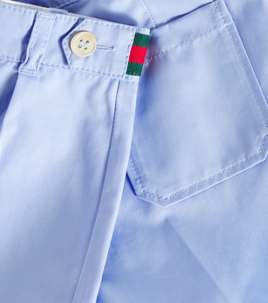Gucci Baby Web Cotton Poplin Bermuda Shorts In Baby Blue