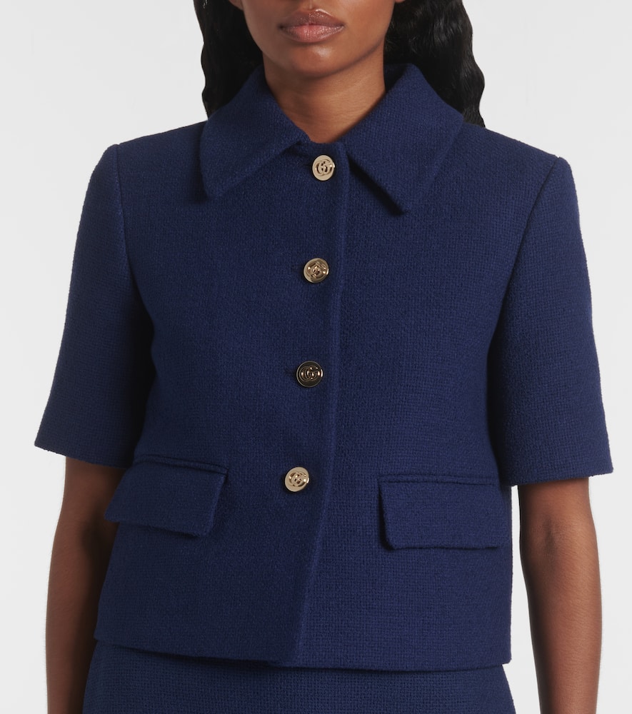 Gucci Cotton-blend Tweed Jacket In Blue