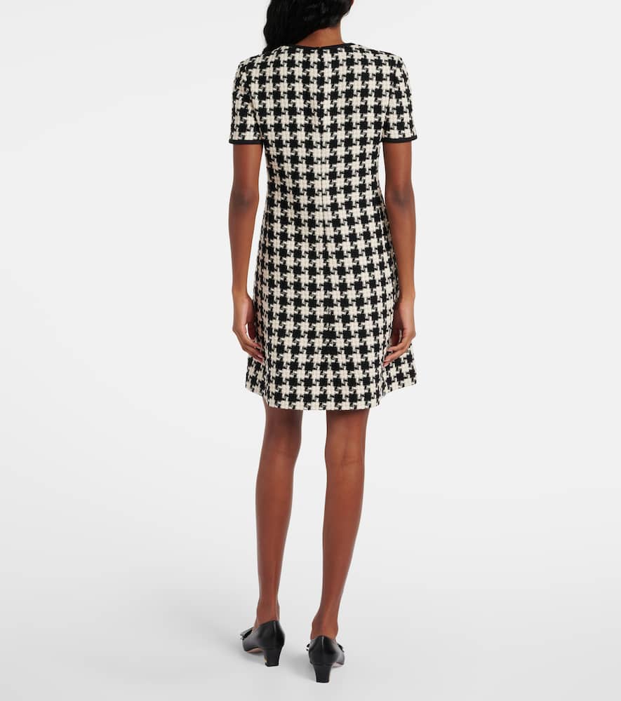 Valentino Embroidered Damier Light Tweed Short Dress In Black