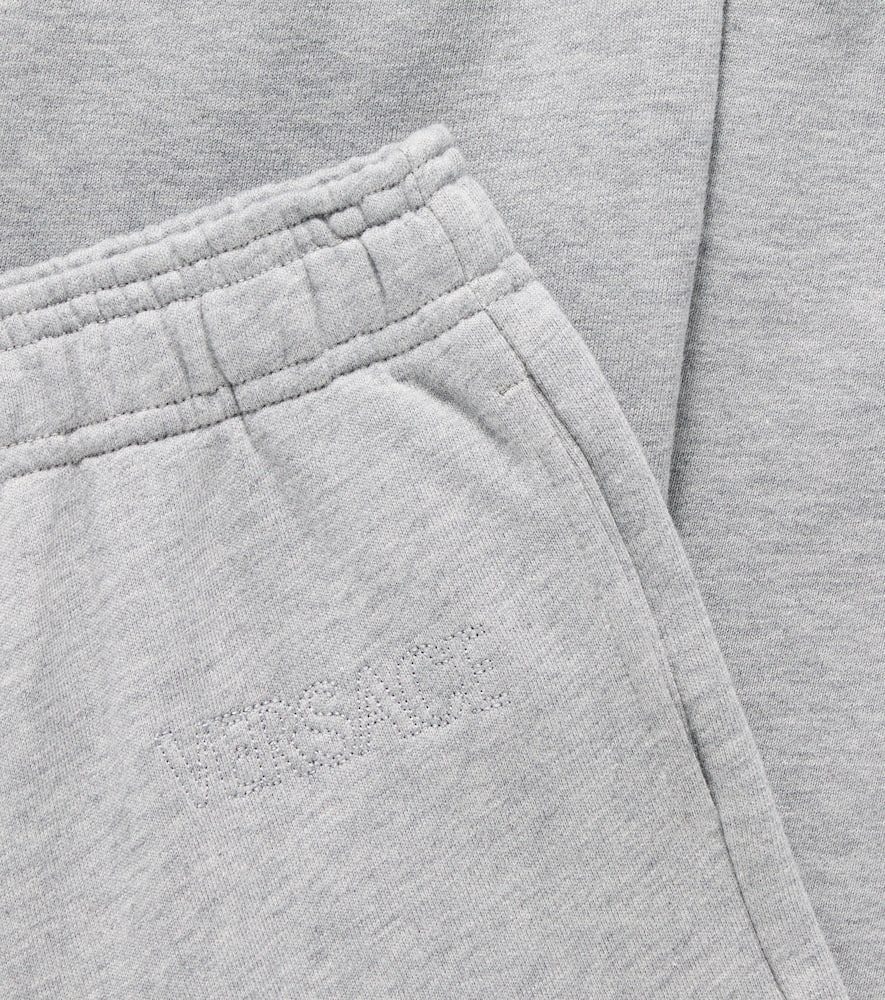 Versace Logo Cotton Jersey Sweatpants In Grey