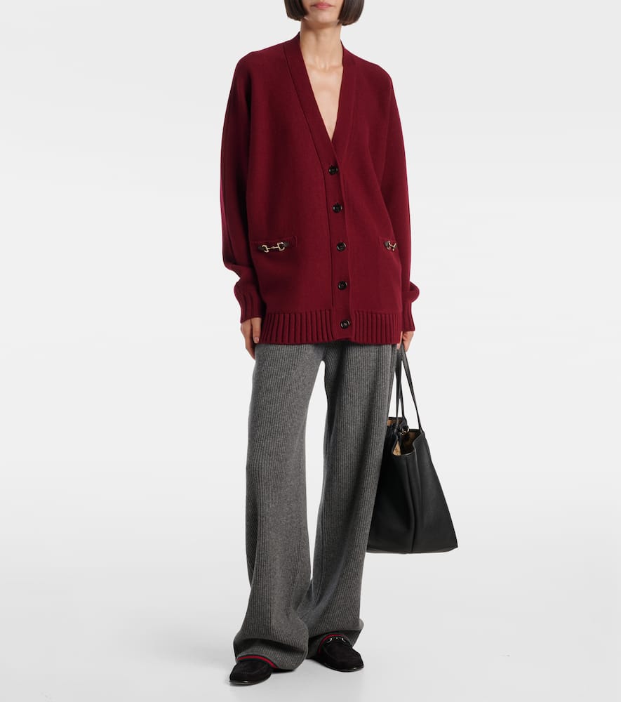 Gucci Womens Dusty Dark Grey Mc Ribbed Straight-leg Wool Knit Trousers In Gray