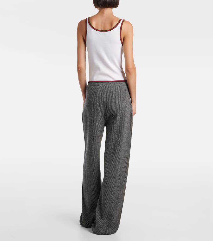 Gucci Womens Dusty Dark Grey Mc Ribbed Straight-leg Wool Knit Trousers In Gray